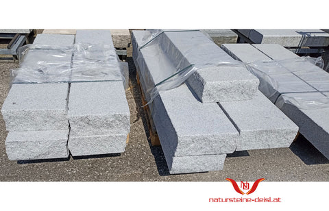 HARTBERGER GRANIT GRAU BLOCKSTUFE gespalten und sandgestrahlt - Granit aus Österreich