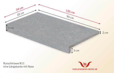 FEINSTEIN STEINOPTIK GRANIT DARK GREY mit WINKEL POOL-BECKENRAND-STEIN