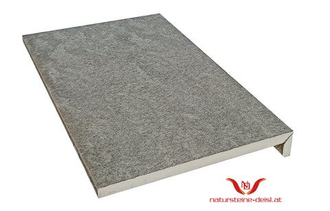FEINSTEIN STEINOPTIK QUARZIT GRAU mit WINKEL POOL-BECKENRAND-STEIN