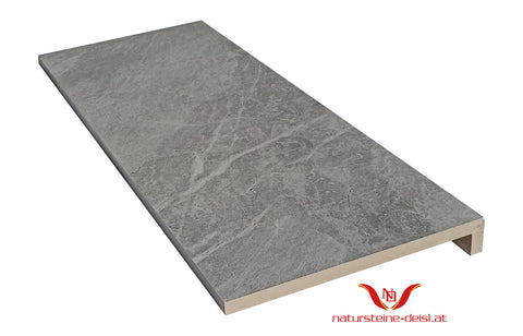 FEINSTEIN STEINOPTIK MARMOR GRAU mit WINKEL POOL-BECKENRAND-STEIN