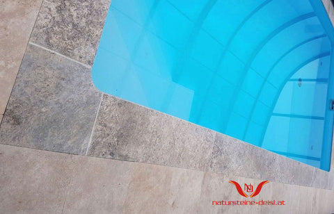 TRAVERTIN SILVER PREMIUM POOL-BECKENRAND-STEIN