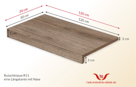 FEINSTEIN HOLZOPTIK SIZILIEN mit WINKEL POOL-BECKENRAND-STEIN