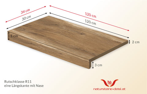 FEINSTEIN HOLZOPTIK ISCHIA mit WINKEL POOL-BECKENRAND-STEIN