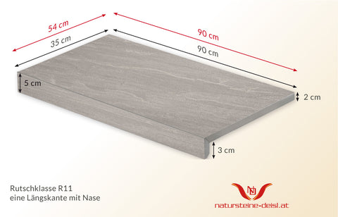 FEINSTEIN STEINOPTIK SANDSTEIN HELLGRAU ( KANDLA GREY ) mit WINKEL POOL-BECKENRAND-STEIN