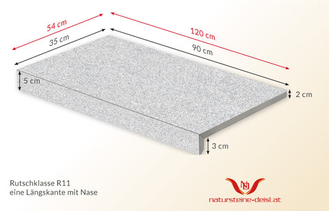 FEINSTEIN STEINOPTIK GRANIT LIGHT GREY mit WINKEL POOL-BECKENRAND-STEIN