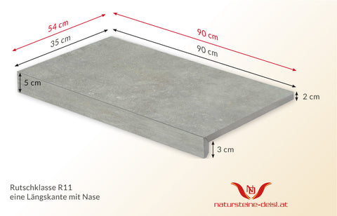 FEINSTEIN STEINOPTIK KALKSTEIN GRAU mit WINKEL POOL-BECKENRAND-STEIN
