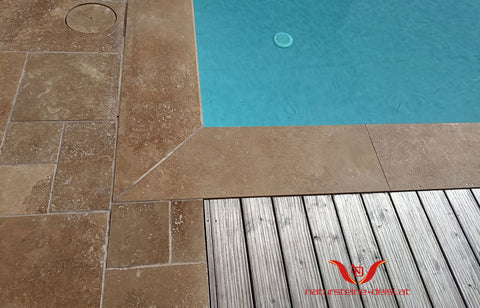 TRAVERTIN BRAUN / NOCE PREMIUM POOL-BECKENRAND-STEIN