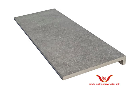 FEINSTEIN STEINOPTIK KALKSTEIN GRAU mit WINKEL POOL-BECKENRAND-STEIN