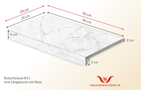FEINSTEIN STEINOPTIK MARMOR CARRARA mit WINKEL POOL-BECKENRAND-STEIN