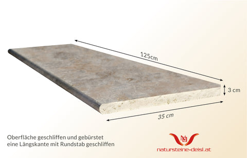 TRAVERTIN BEIGE-SILVER PREMIUM POOL-BECKENRAND-STEIN