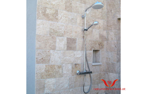 TRAVERTIN BEIGE "TUMBLED" VERBLENDER-RIEMCHEN ( Höhe 20 cm )