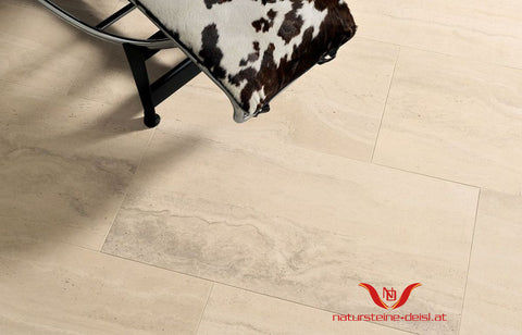 FEINSTEINFLIESE STEINOPTIK TRAVERTIN BEIGE VEIN CUT EXKLUSIV