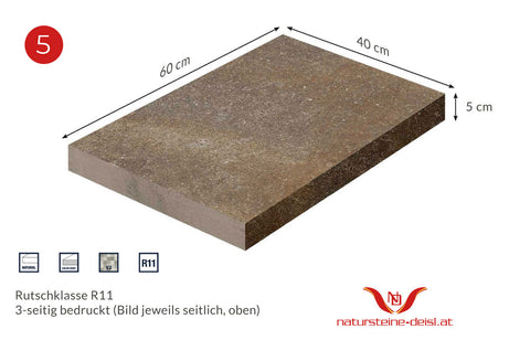 FEINSTEINZEUG STUFENPLATTE 60x40x5 cm und 40x20x5cm in 6 ansprechenden DESIGNS