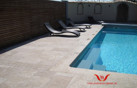 TRAVERTIN BEIGE POOL-BECKENRAND-STEIN