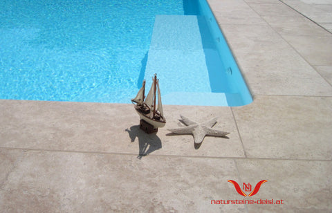 TRAVERTIN BEIGE POOL-BECKENRAND-STEIN