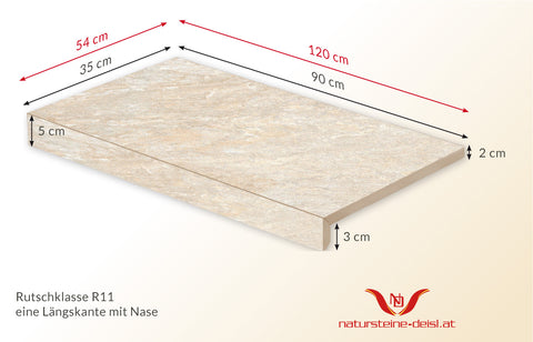 FEINSTEIN STEINOPTIK QUARZIT HELL mit WINKEL POOL-BECKENRAND-STEIN