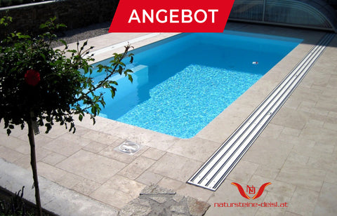 TRAVERTIN BEIGE POOL-BECKENRAND-STEIN