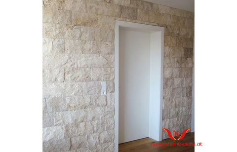 TRAVERTIN BEIGE "TUMBLED" VERBLENDER-RIEMCHEN ( Höhe 20 cm )
