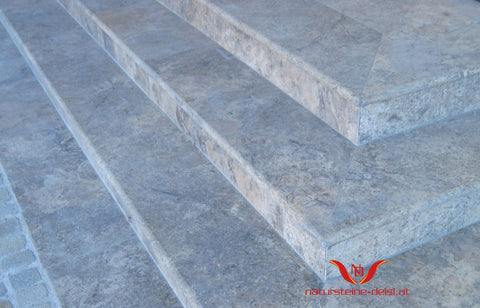 TRAVERTIN SILVER PREMIUM TRITT- UND SETZSTUFE