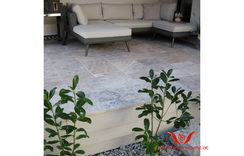 TRAVERTIN BEIGE-SILVER PREMIUM PLATTE