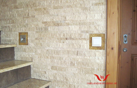 TRAVERTIN BEIGE WANDPANEEL mit spaltrauer Oberfläche