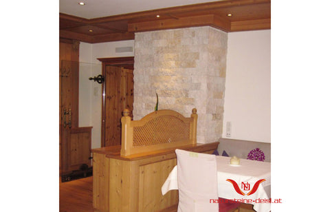 TRAVERTIN BEIGE "TUMBLED" VERBLENDER-RIEMCHEN ( Höhe 10 cm )