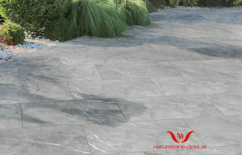 Feinsteinzeug Marmor Grau Terrassenplatten