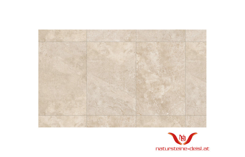 Feinsteinzeug Travertin Classic Light Ivory Terrassenplatten