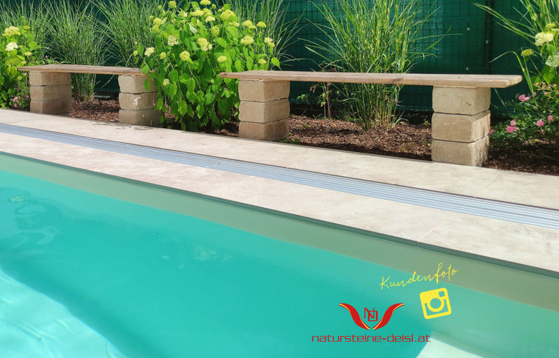 Feinsteinzeug Travertin Classic Beige Terrassenplatten