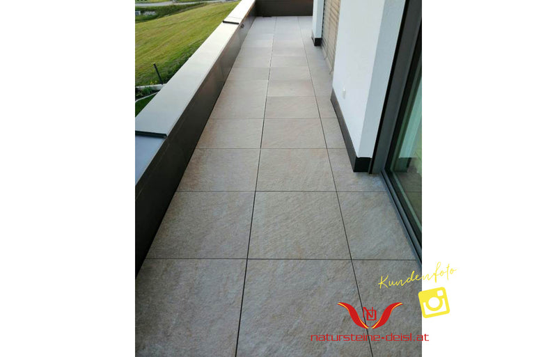 Feinsteinzeug Quarzit Hell Terrassenplatten
