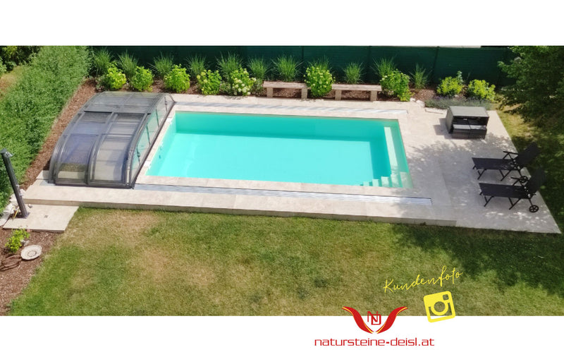 Feinsteinzeug Travertin Classic Beige Terrassenplatten