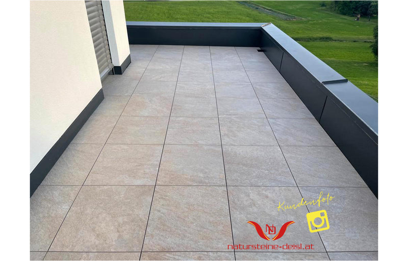 Feinsteinzeug Quarzit Hell Terrassenplatten