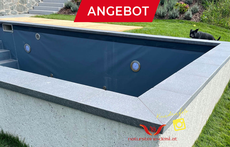 Feinsteinzeug Gneis Grau Poolumrandung