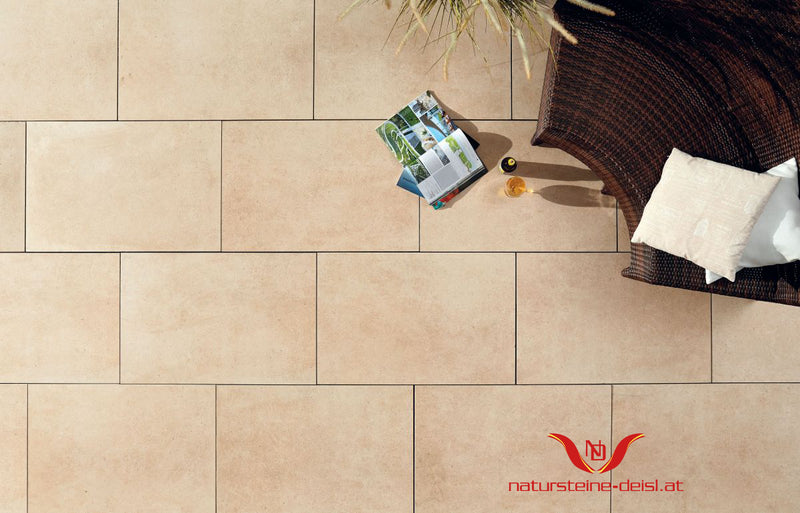 Feinsteinzeug Kalkstein Vanilla Sand Terrassenplatten