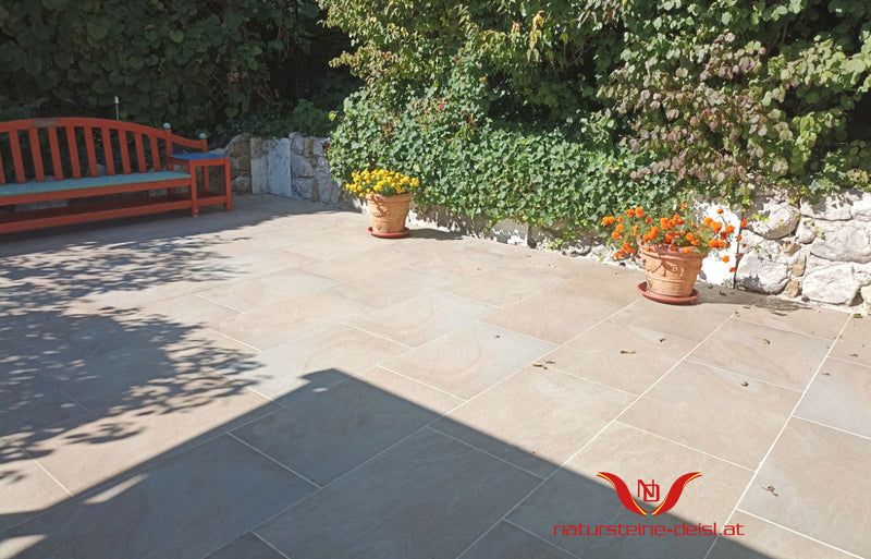 Feinsteinzeug Sandstein Sahara Beige Terrassenplatten