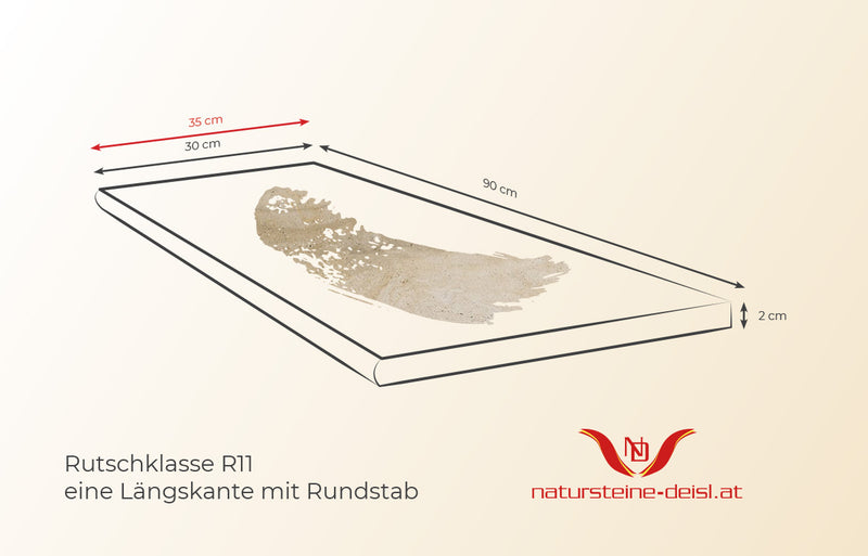 Feinsteinzeug Travertin Beige Vein Cut Poolumrandung – mit Rundstab