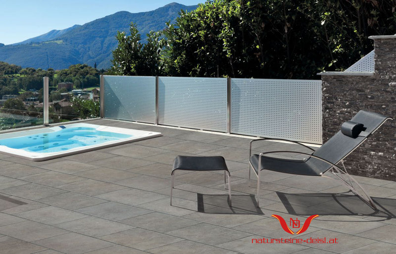 Feinsteinzeug Kalkstein Grau Terrassenplatten