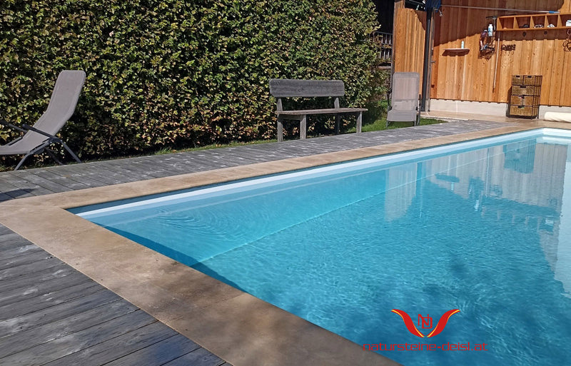 Travertin Noce Poolumrandung