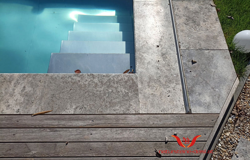 Travertin Silver Poolumrandung