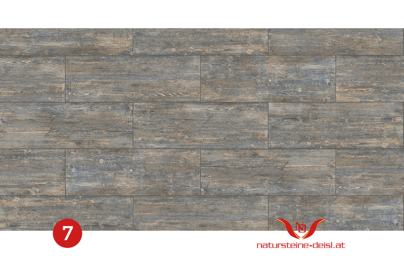 Feinsteinzeug Holzoptik Terrassenplatten im Format 120 × 40 cm – 9 Designs