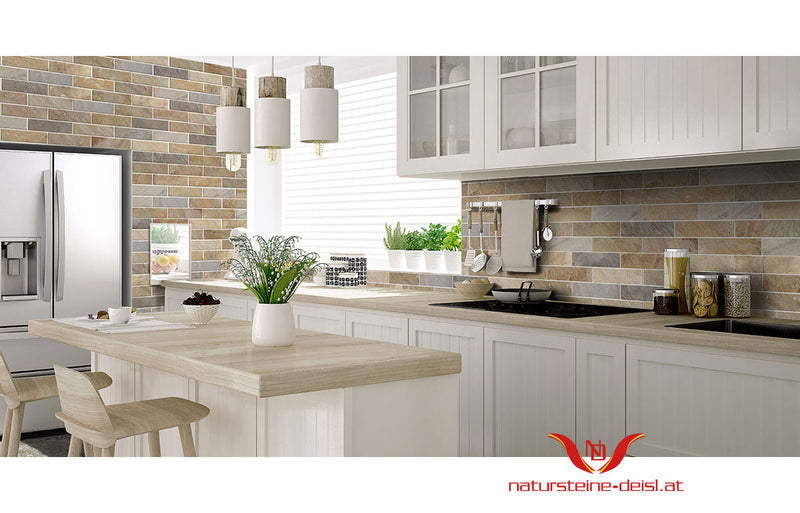 Feinsteinzeug Quarzit Multicolor Verblender-Riemchen