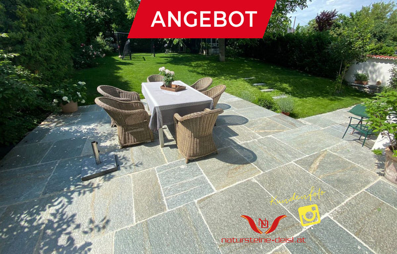 Luserna Gneis Mixcolor Terrassenplatten handbekantet