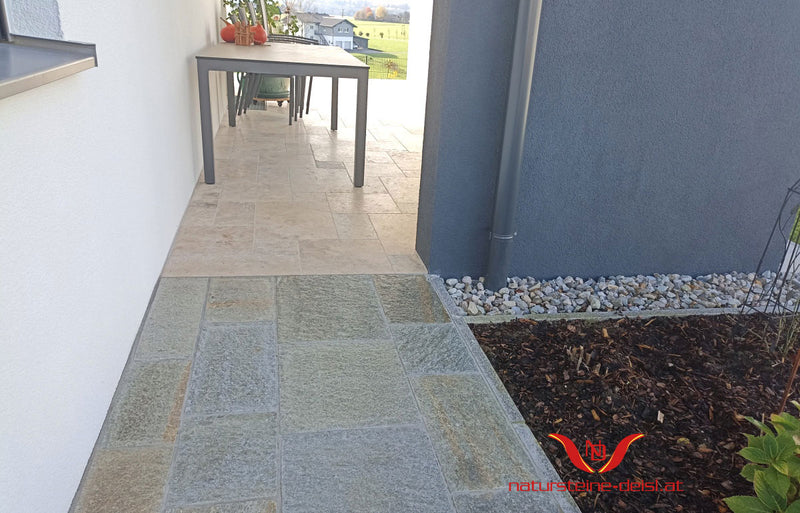 Luserna Gneis Mixcolor Terrassenplatten mit gesägten Kanten