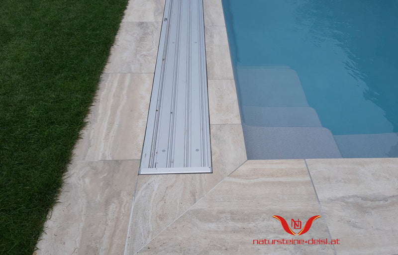 Feinsteinzeug Travertin Beige Vein Cut Terrassenplatten